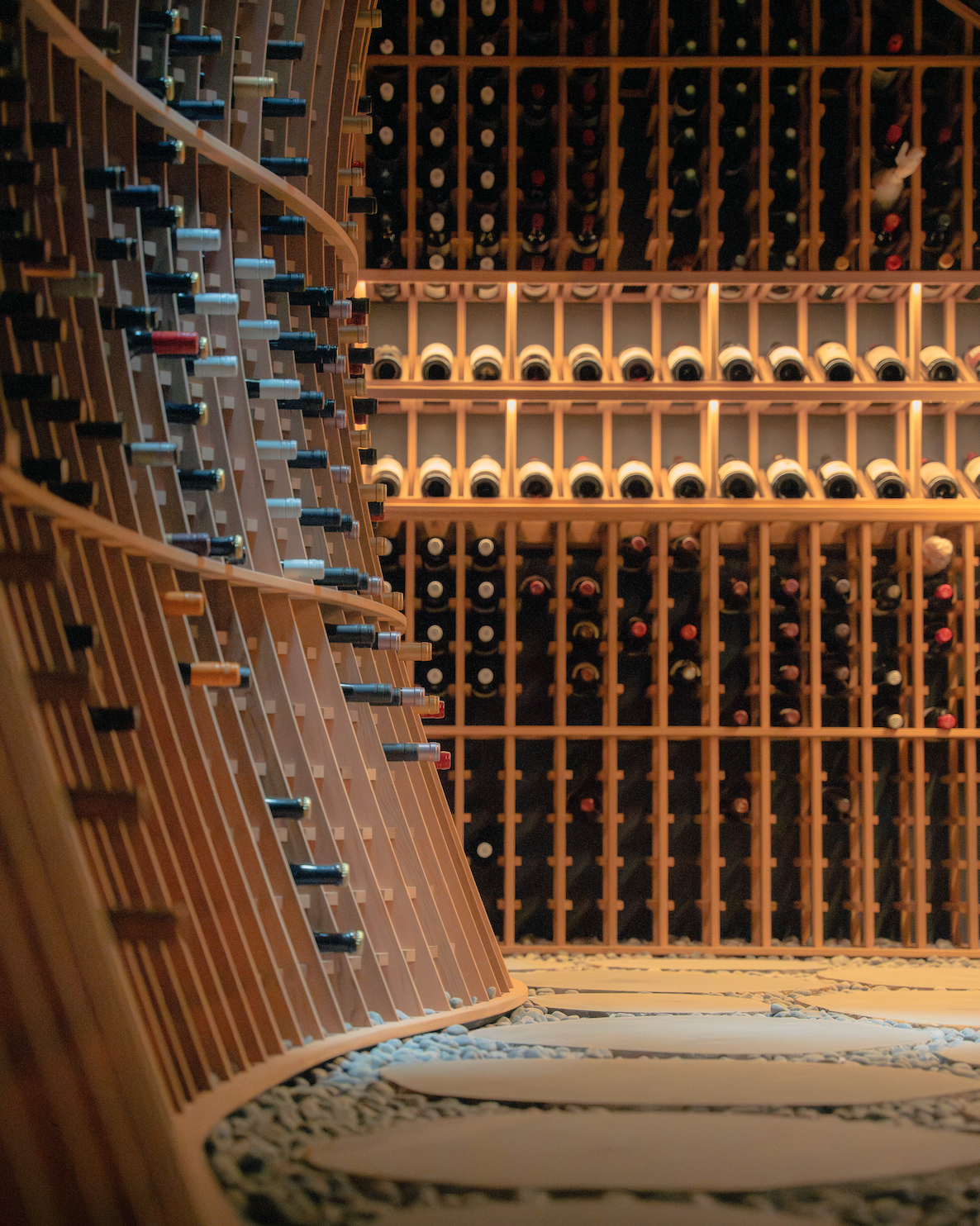 curved wine racking