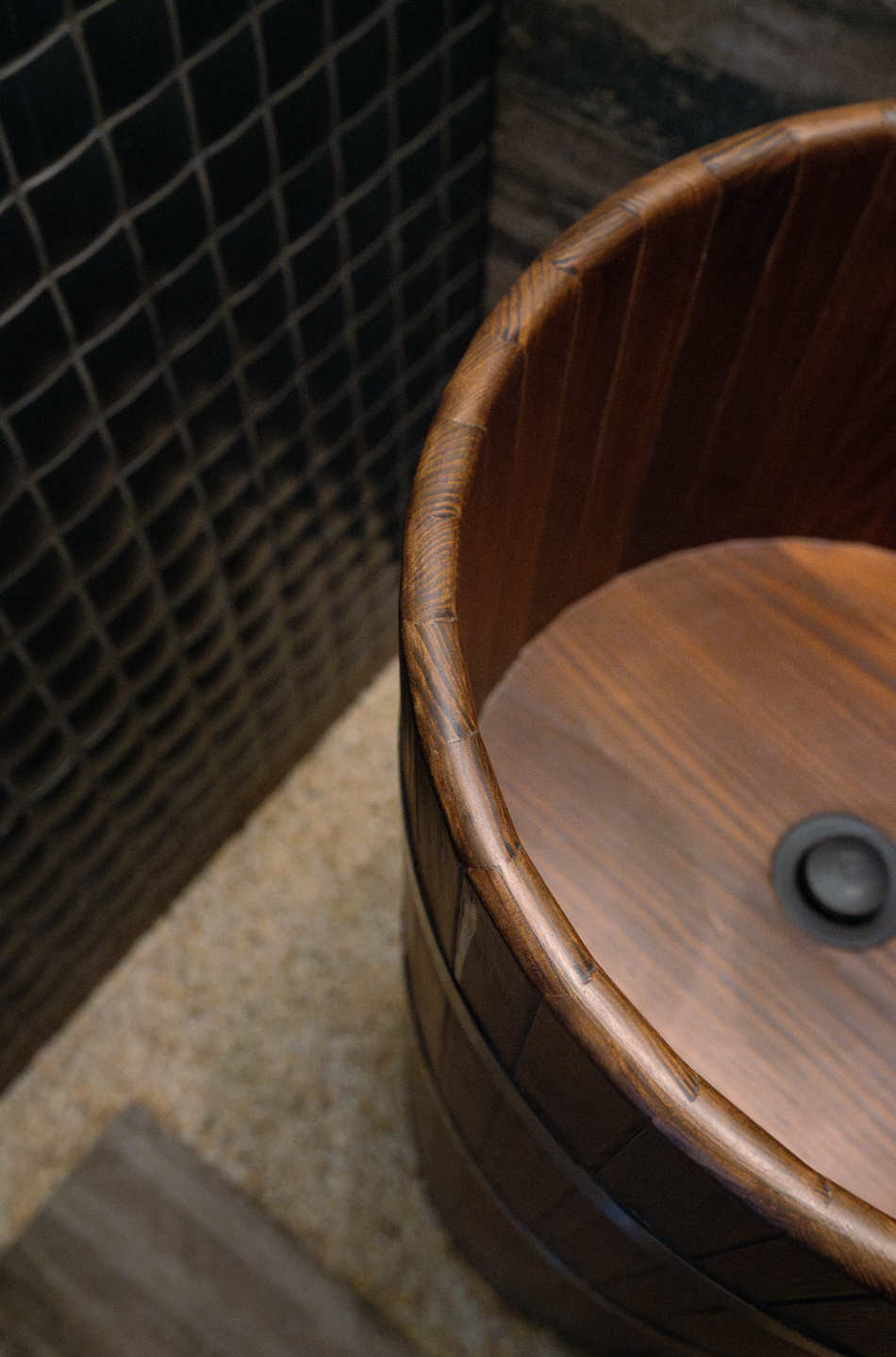 blackened-ash pedestal basin