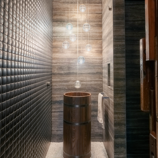 blackened-ash pedestal basin